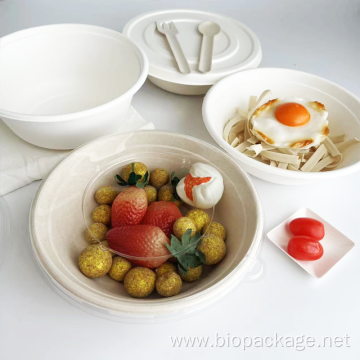 Different sizes bagasse round bowls with separated lid